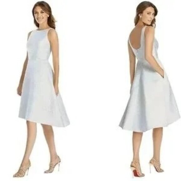 Dessy Collection Womens Park Avenue Brocade Cloudy Gold High Low Size 0 NWT - Picture 8 of 8